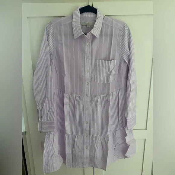loft striped shirt dress Striped Poplin Maxi Pocket Shirtdress